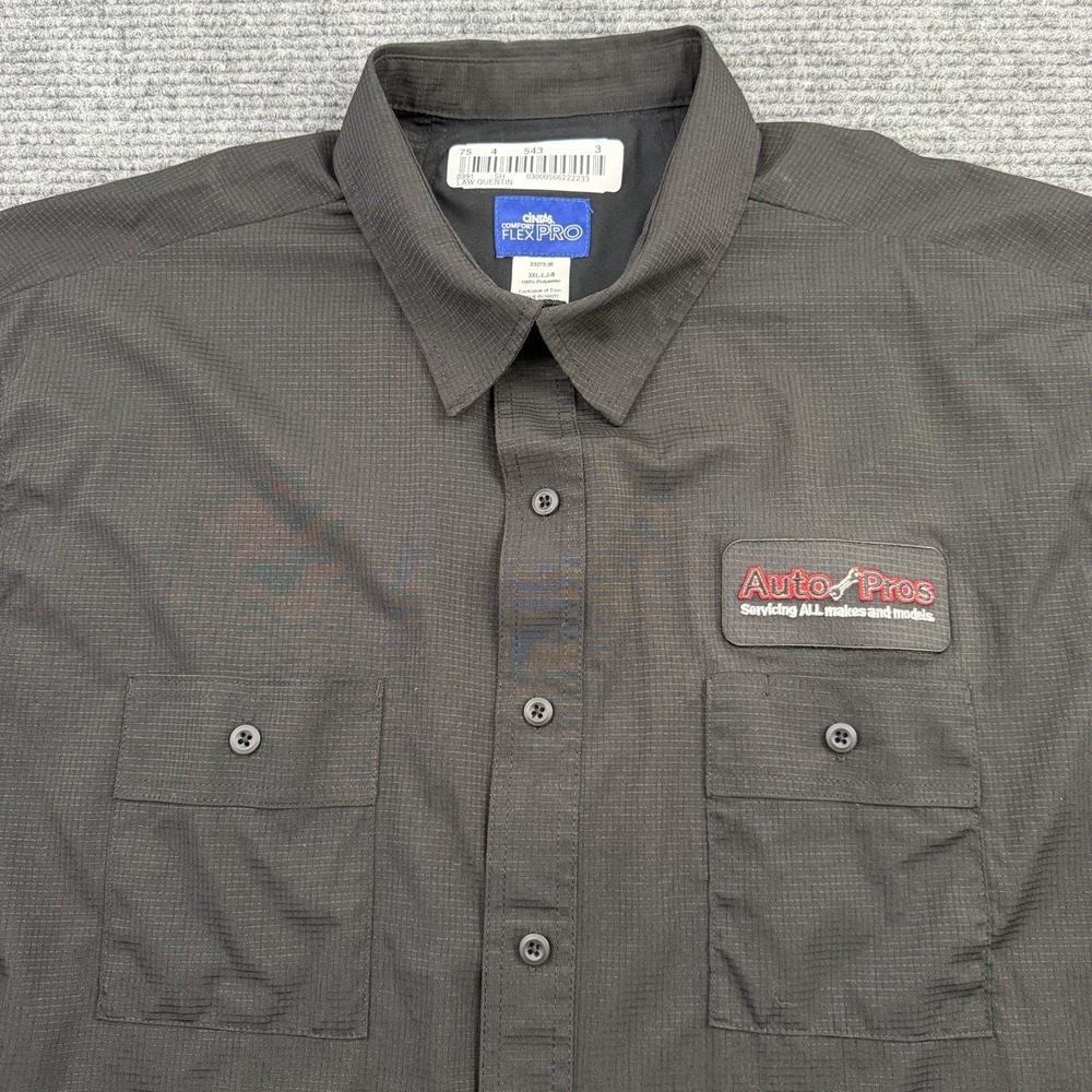 Cintas Comfort Flex Pro Work Shirt Mens 3XL Black Short Sleeve Auto Service